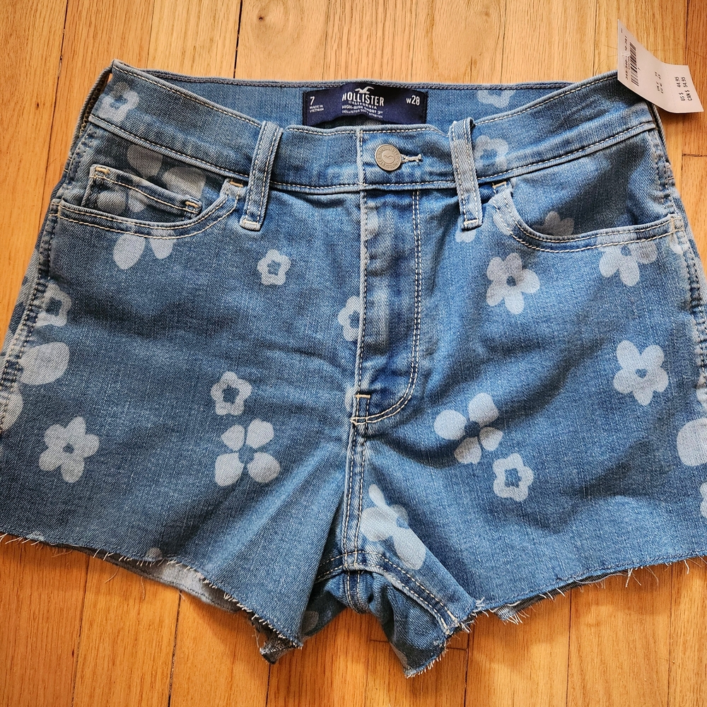 Hollister Blue Floral Jean Shorts